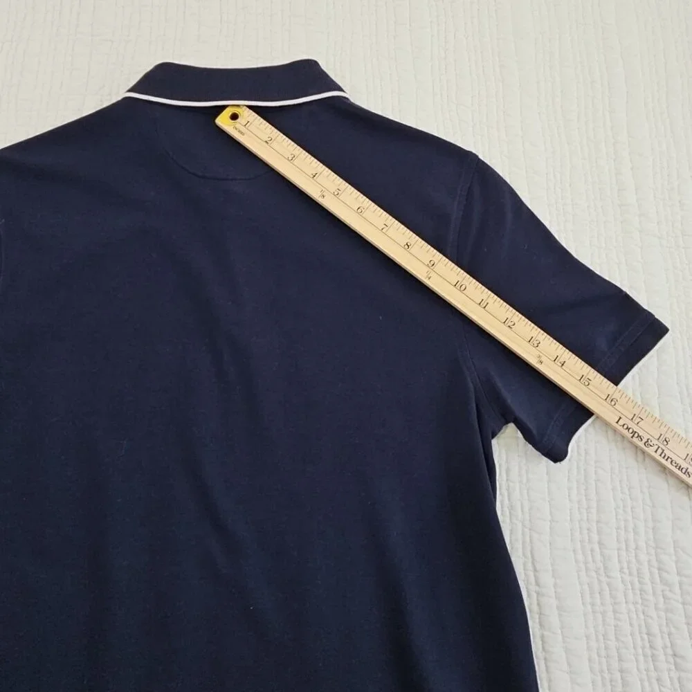 Banana Republic Performance Pique Polo Golf Shirt Navy Blue‎ Men’s Medium EUC LN